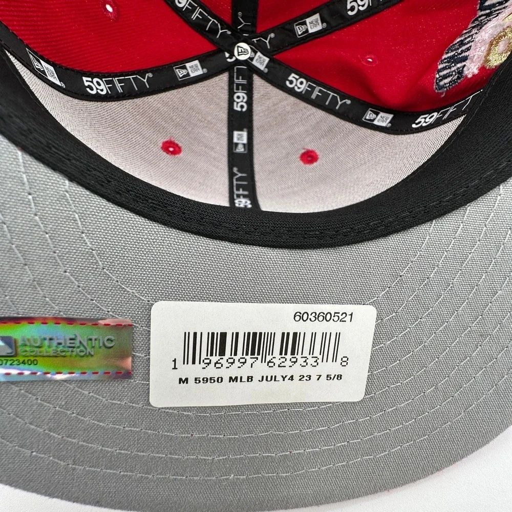 Oakland Athletics New Era Fourth of July 59FIFTY Fitted Hat Size 7 5/8 Red NEW